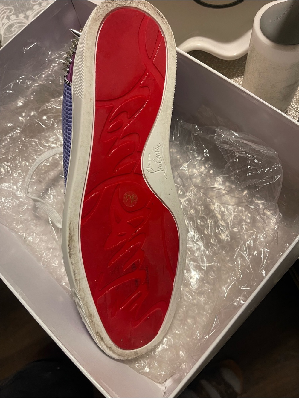 Lavender Spike-Embellished Sneaker with Holographic Trim - Picture 3 of 10